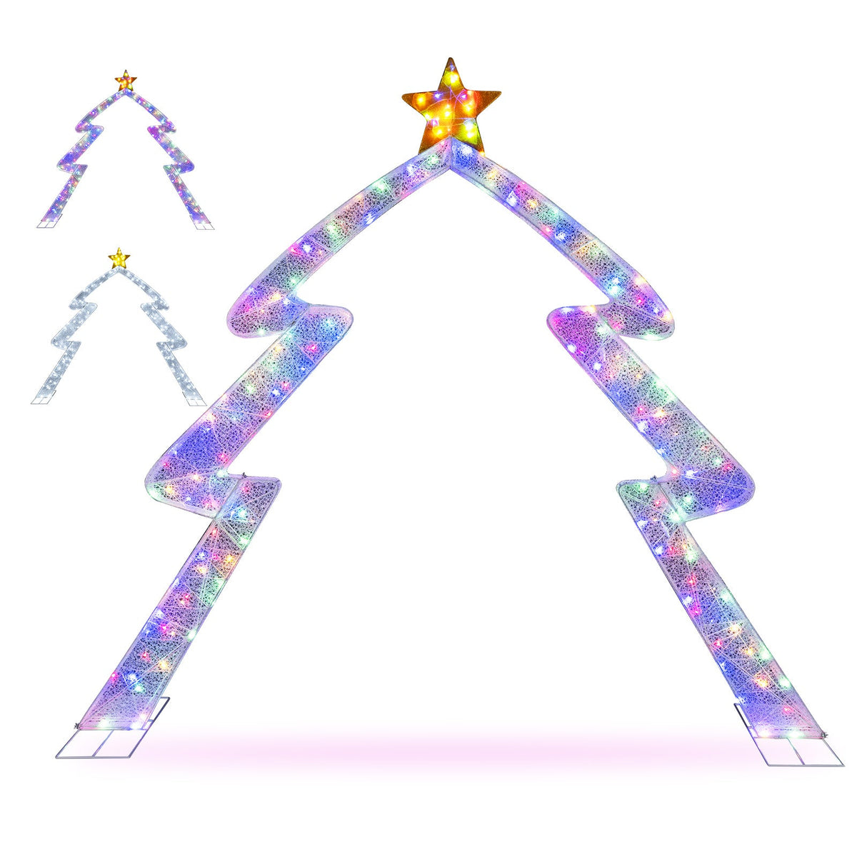 8.8 ft Christmas tree-shaped archway with top star, colorful LED lights, DirectDeals arch on Tampa Home & Garden Store