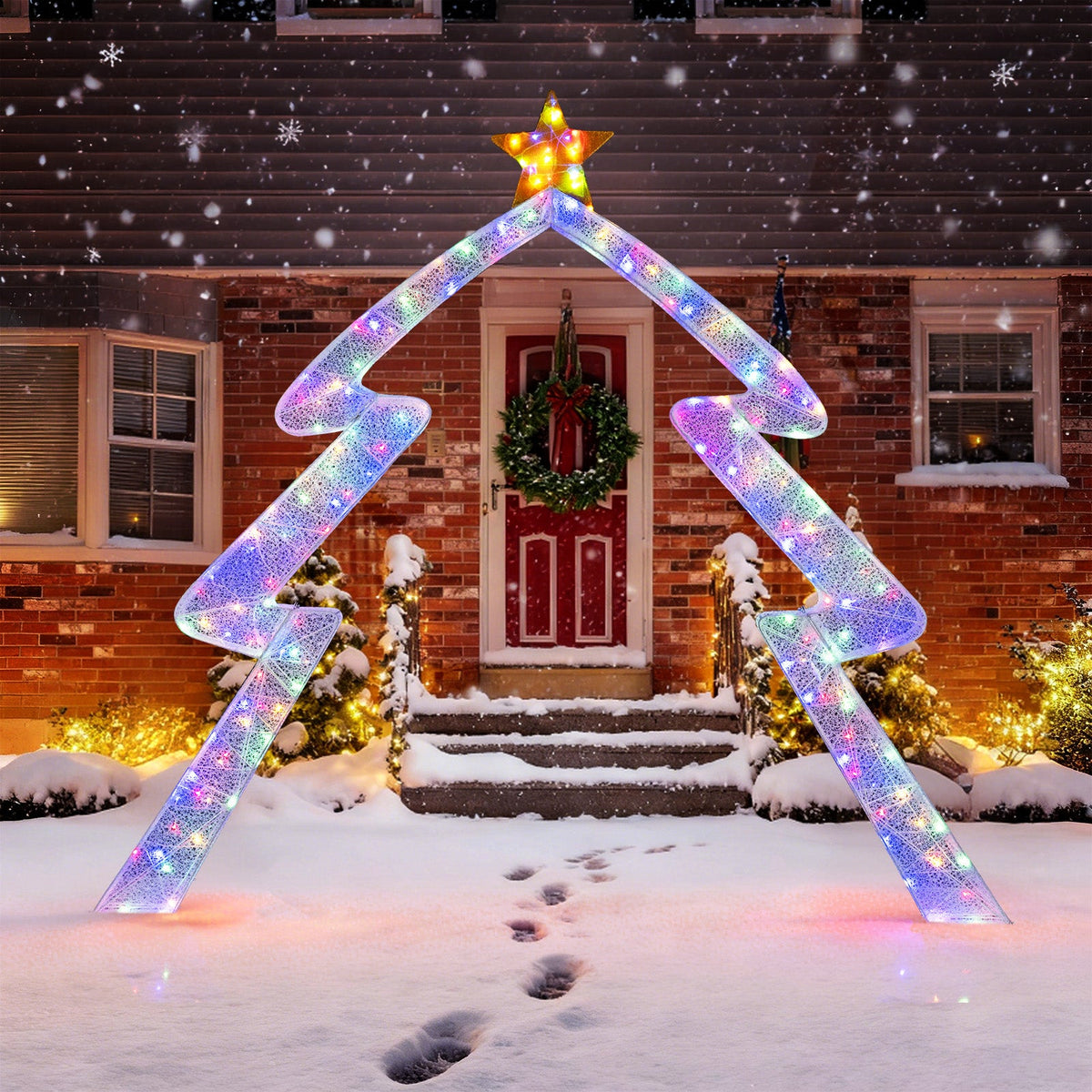 8.8 Feet Christmas Tree-shaped Archway with Top Star, colorful LED lights, DirectDeals on Tampa Home & Garden Store