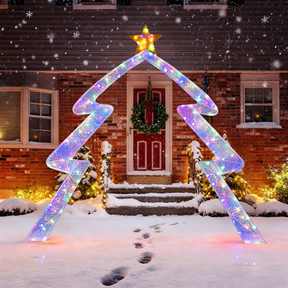 8.8 Feet Christmas Tree-shaped Archway with Top Star, colorful LED lights, DirectDeals on Tampa Home & Garden Store