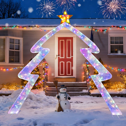 8.8 ft Christmas tree-shaped archway with top star, DirectDeals, multicolor LED lights on Tampa Home & Garden Store