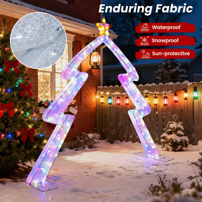 8.8 ft Christmas tree archway with top star, DirectDeals, colorful LED lights in snowy yard on Tampa Home & Garden Store