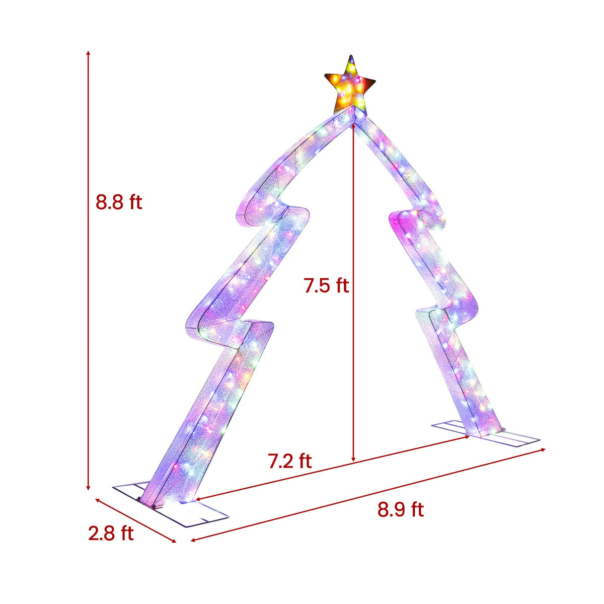 8.8 ft DirectDeals Christmas tree archway with star topper and multicolor lights on Tampa Home & Garden Store