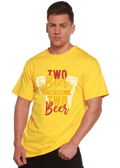 Two Beer men's yellow bamboo viscose organic cotton short sleeve graphic T-shirt by Spun Bamboo on Tampa Home & Garden Store