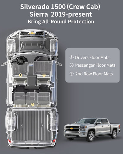 Umbrauto all-weather floor mats for Silverado Crew Cab; 3-mat set for driver, passenger on Tampa Home & Garden Store