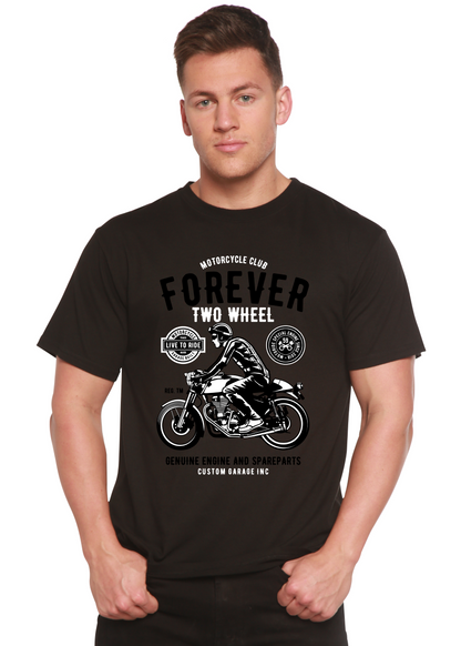 Men's black bamboo viscose organic cotton graphic T-shirt with motorcycle print on Tampa Home & Garden Store