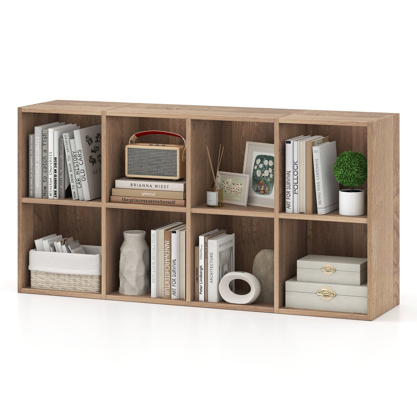 Estantería de 8 cubos con 2 kits antivuelco organizador de almacenamiento-Blanco