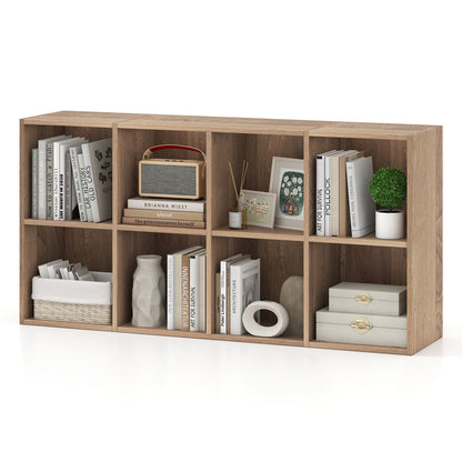 Estantería de 8 cubos con 2 kits antivuelco organizador de almacenamiento-Blanco