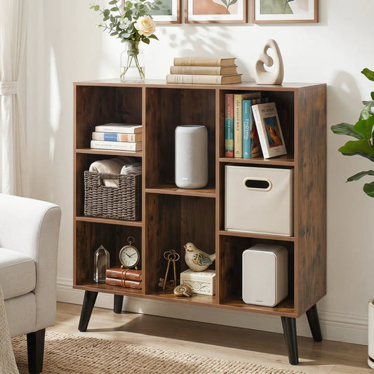 8-Cube Bookcase with Raised Legs in rustic brown wood DirectDeals on Tampa Home & Garden Store