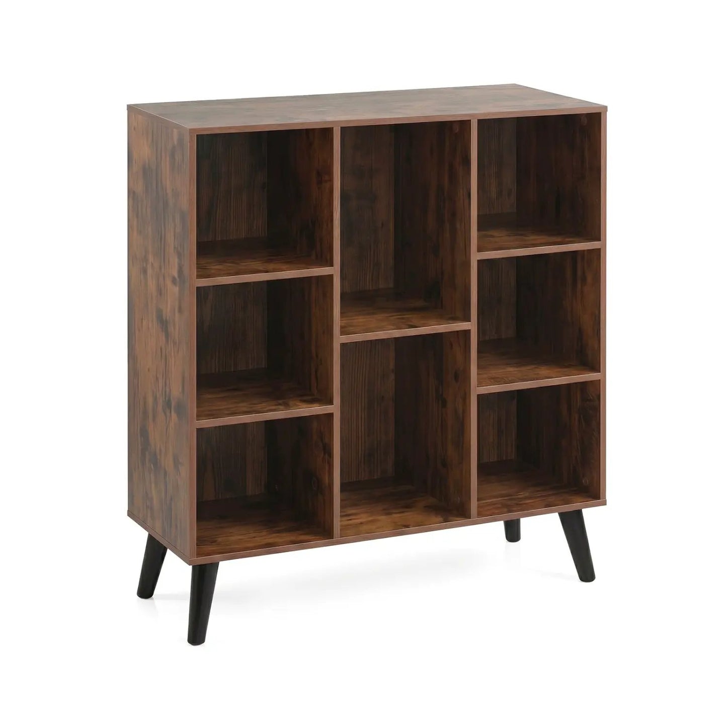 8 Cube Bookcase with Raised Legs Rustic Brown