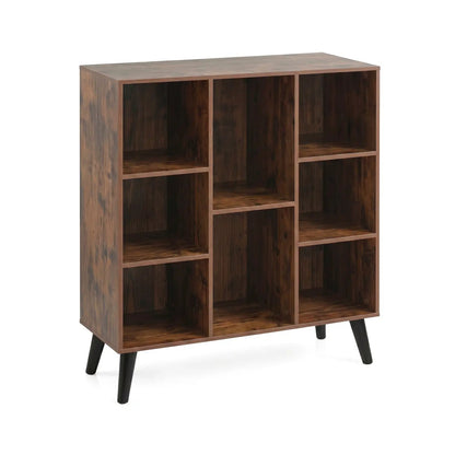 8 Cube Bookcase with Raised Legs Rustic Brown