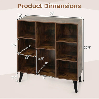 8 Cube Bookcase with Raised Legs Rustic Brown