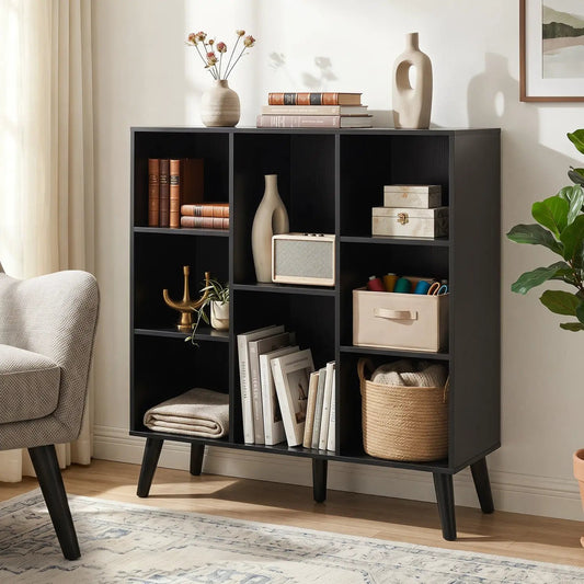 8-Cube Bookcase with Raised Support Legs in black finish for living room storage on Tampa Home & Garden Store