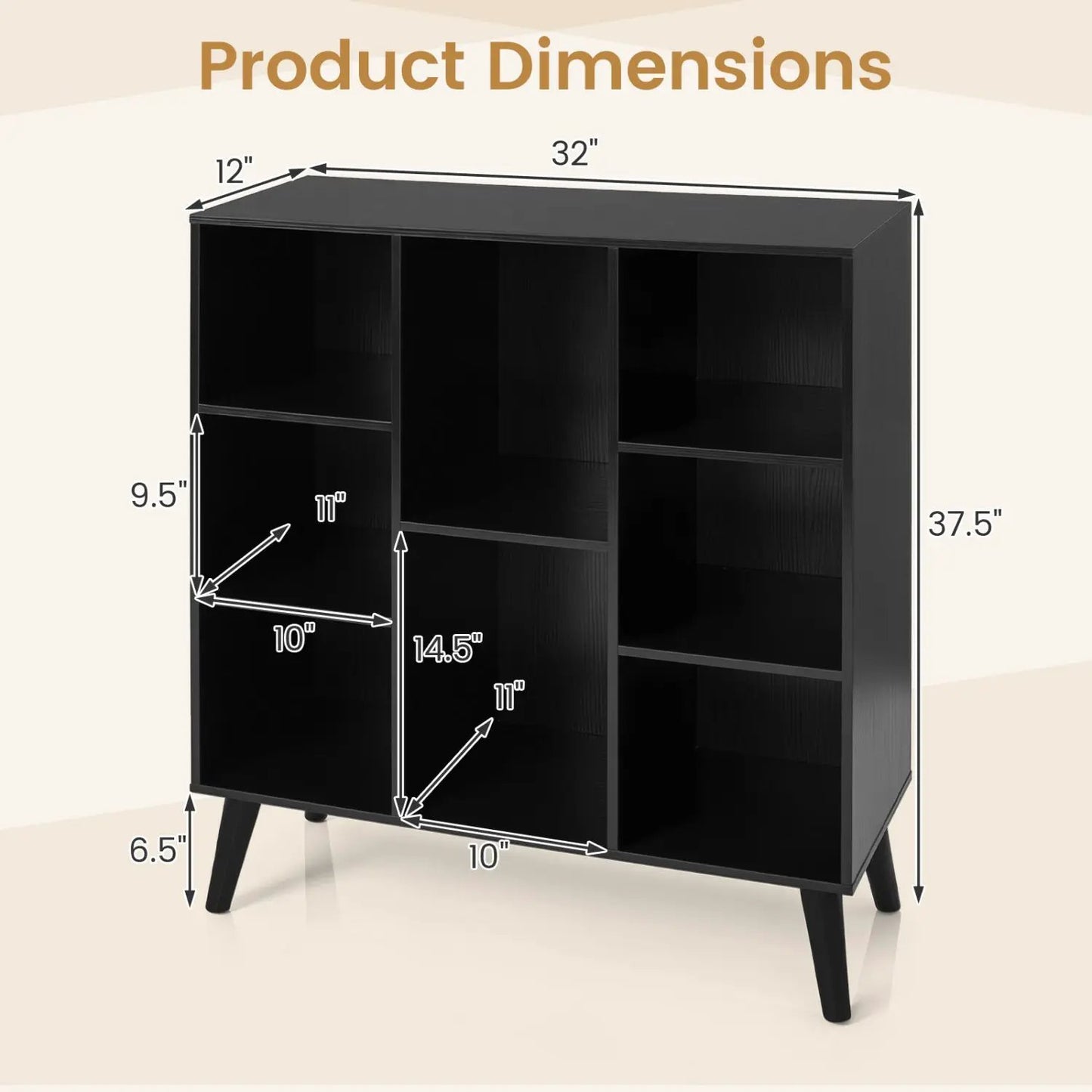 8-Cube Bookcase With Raised Support Legs