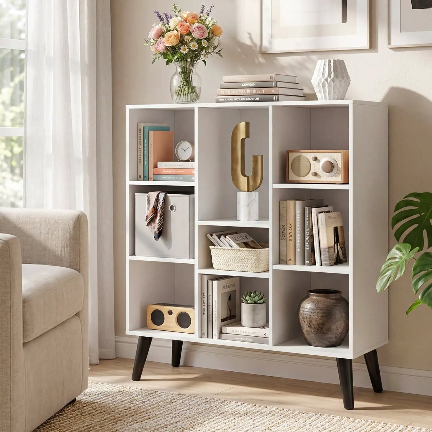 8-Cube Bookcase With Raised Support Legs