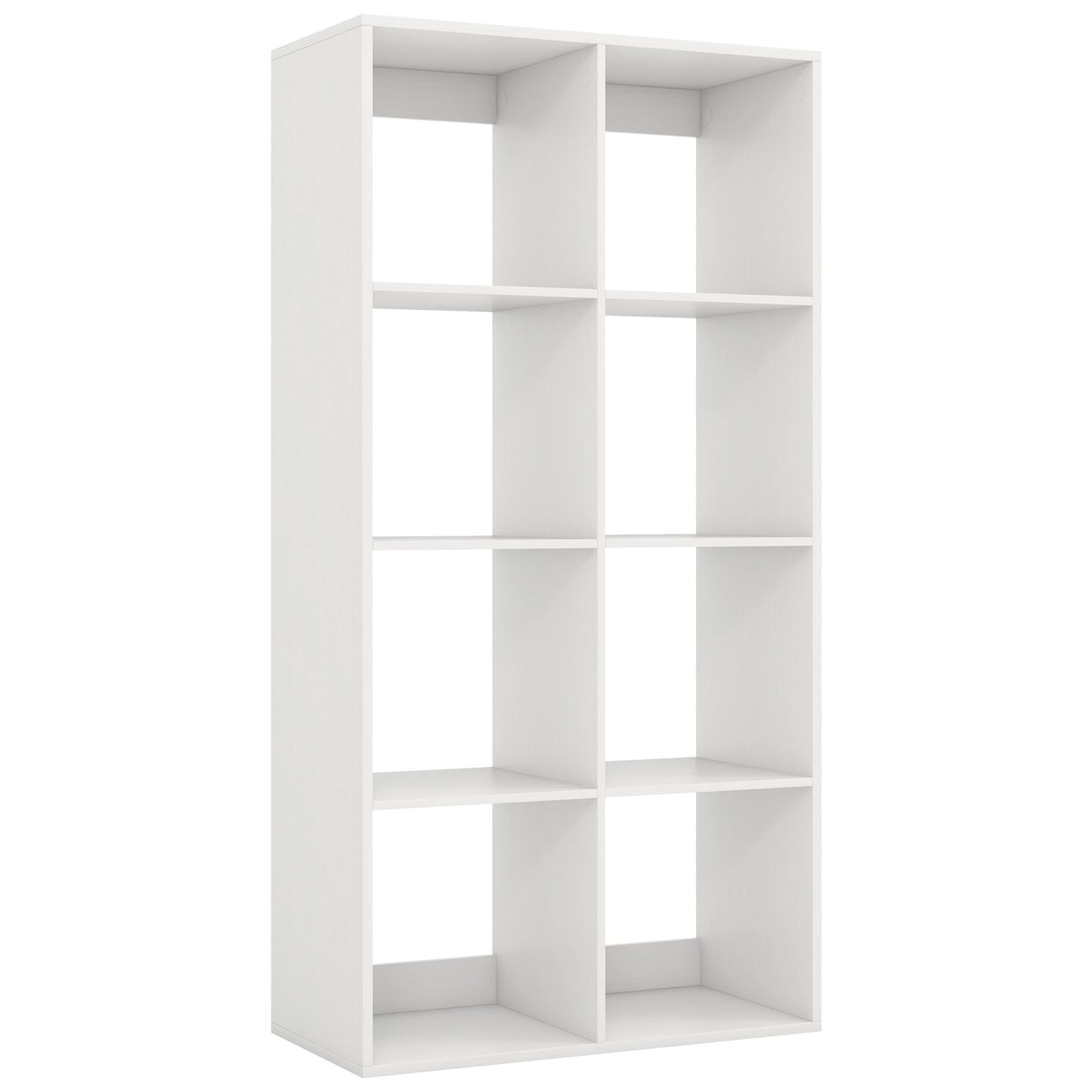Estantería de 8 cubos con barandilla trasera para salón o dormitorio - Blanca