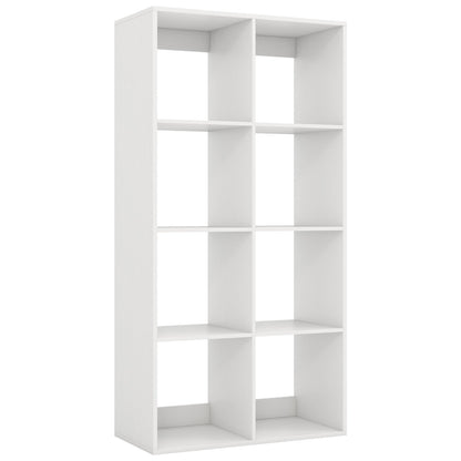 Estantería de 8 cubos con barandilla trasera para salón o dormitorio - Blanca