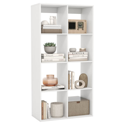 Estantería de 8 cubos con barandilla trasera para salón o dormitorio - Blanca