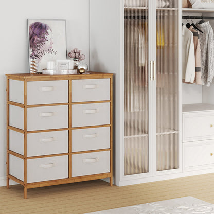 8 Drawers Dresser with Removable Fabric Bins for Bedroom-Beige