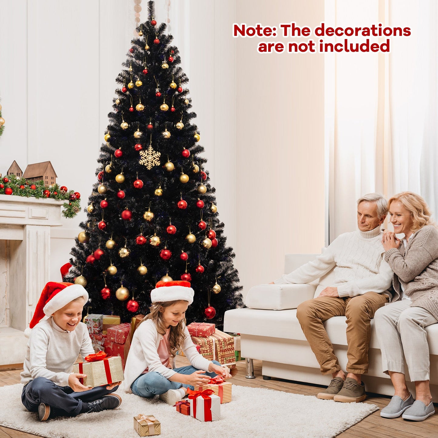 Árbol de Navidad artificial de 6/7/8 pies con 6 modos de iluminación y sonidos espeluznantes - 8 pies