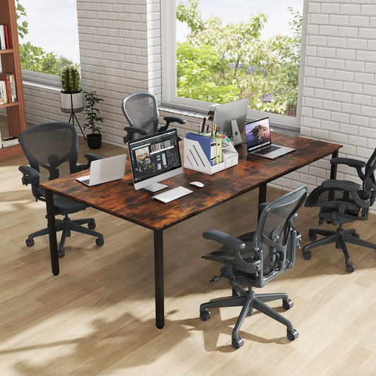 8 FT Conference Room Table Large Meeting Table Seats up to 10 People-Rustic Brown - Tampa Home & Garden Store