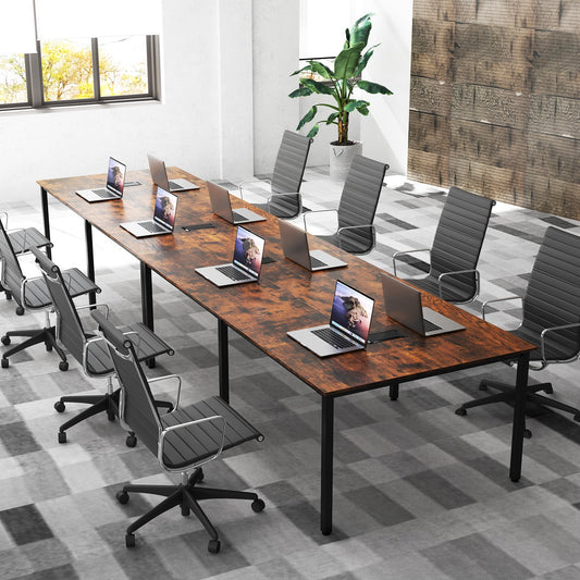 8 FT Conference Room Table Large Meeting Table Seats up to 10 People-Rustic Brown - Tampa Home & Garden Store
