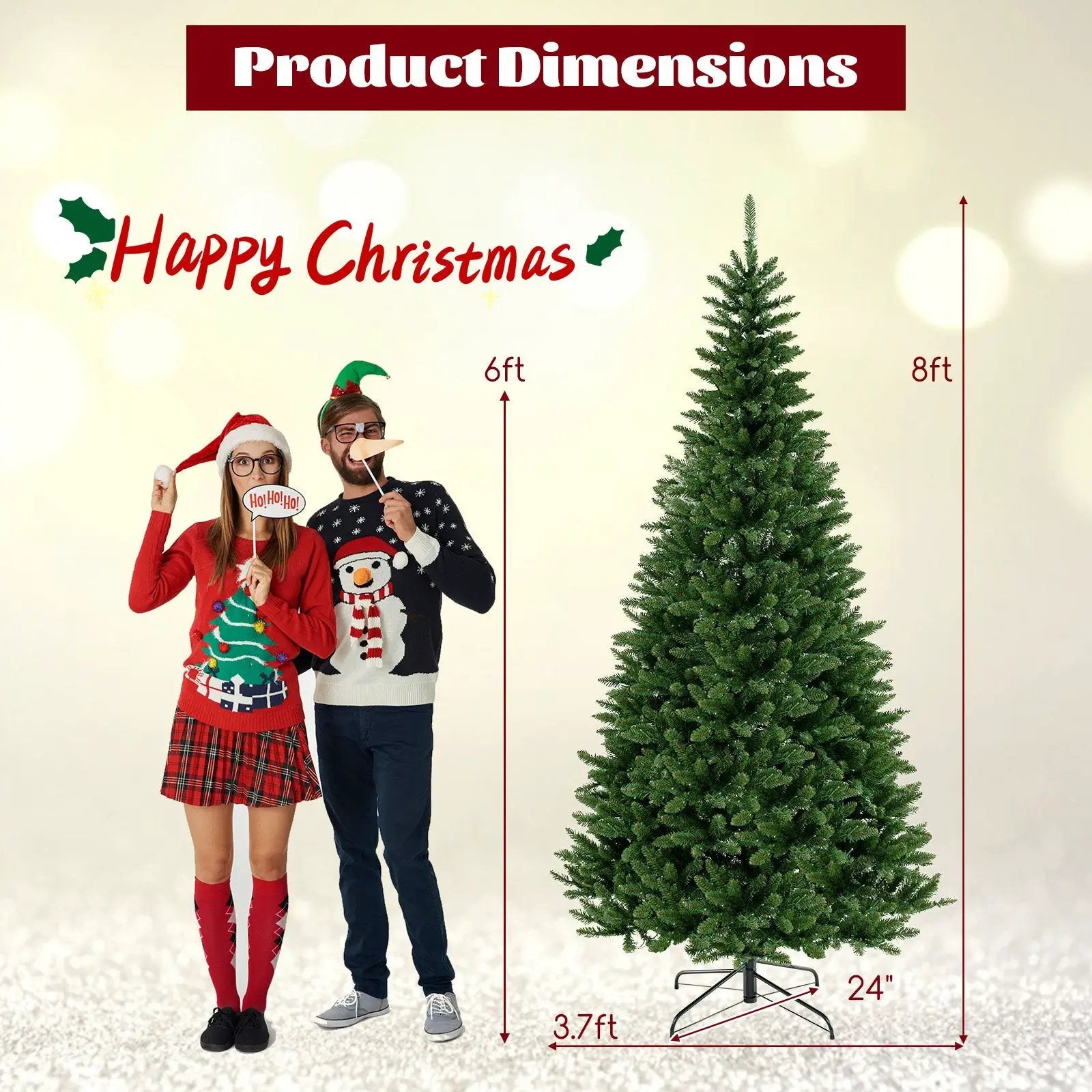 DirectDeals 8 ft corner artificial Christmas tree with 1137 branch tips and 360 warm white LED lights on Tampa Home & Garden Store