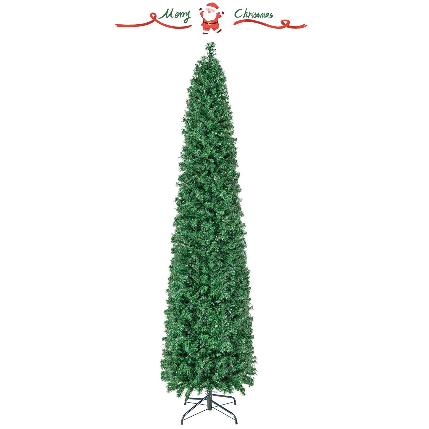 Árbol de Navidad con luces de fibra óptica, preiluminado, delgado, verde, 5/6/7/8 pies - 5 pies