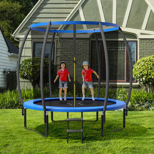 8 Feet ASTM Approved Recreational Trampoline with Ladder-Blue - Tampa Home & Garden Store