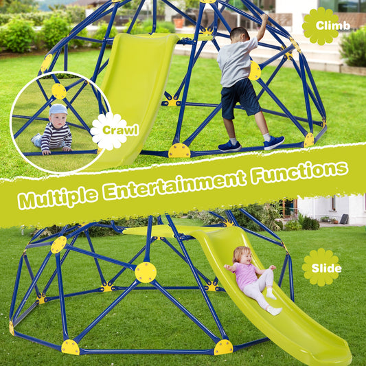 Kids Climbing Dome with Slide and Fabric Cushion for Garden Yard - Tampa Home & Garden Store
