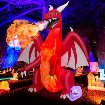 8 ft DirectDeals red dragon inflatable with white wings for outdoor Halloween decor on Tampa Home & Garden Store