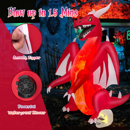 8 ft DirectDeals inflatable red dragon with wings, flaming chest and built-in blower on Tampa Home & Garden Store