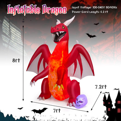 8ft red dragon inflatable with white wings and flaming chest DirectDeals Inflatable Party on Tampa Home & Garden Store
