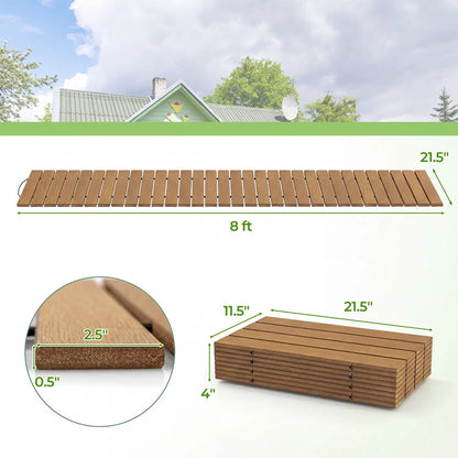 8 Feet Outdoor Pathway Straight Roll-Out Patio Boardwalk