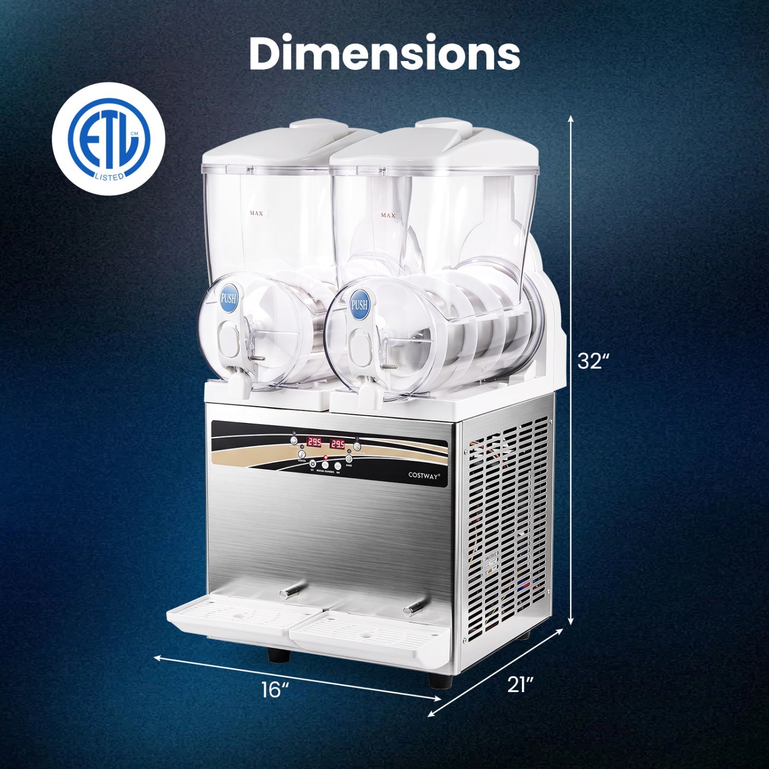 DirectDeals 8-gallon dual-tank slushie machine with LED lights, dual taps, ETL listed on Tampa Home & Garden Store
