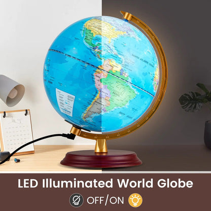 8 Inch Illuminated Globe Night Light with Stand