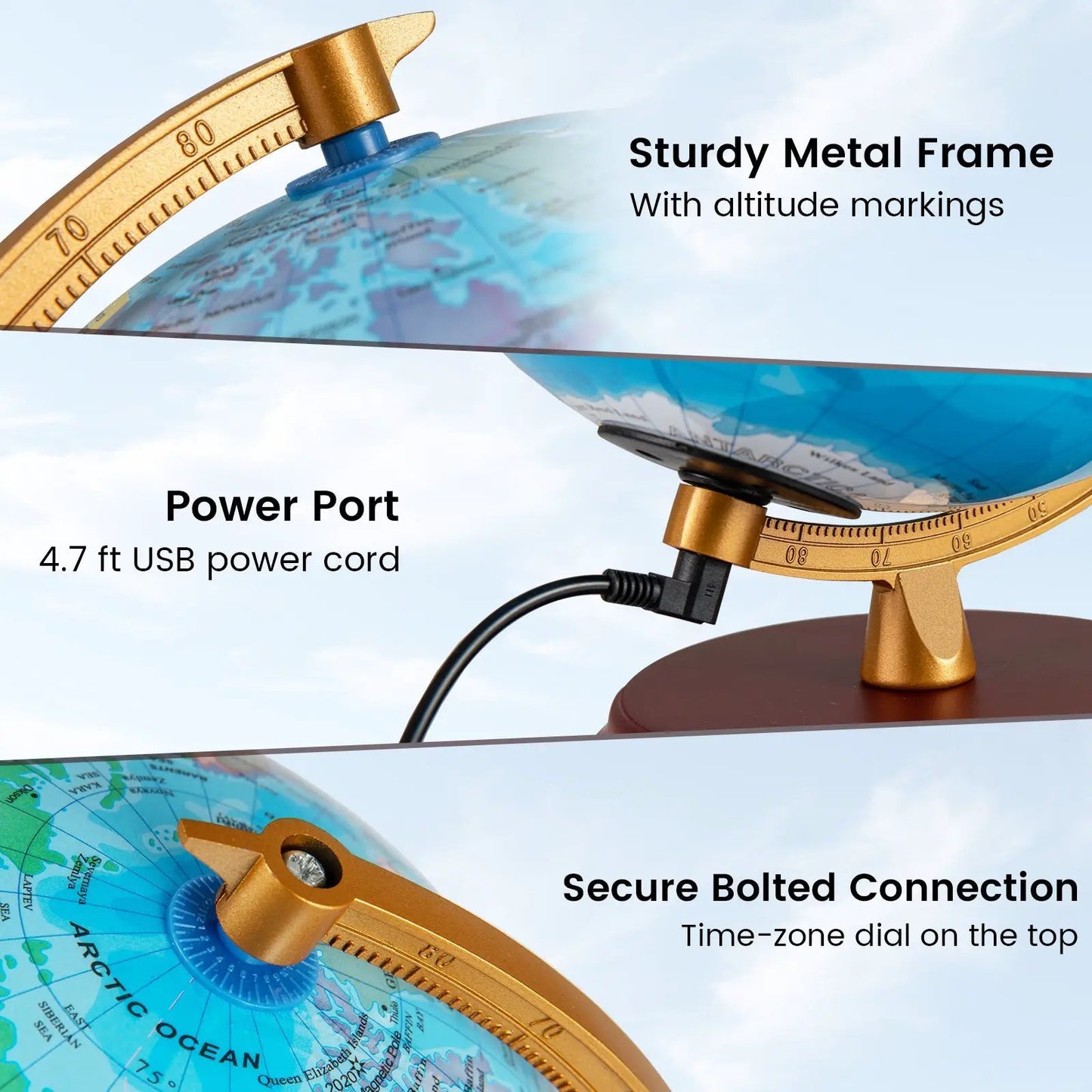 8 Inch Illuminated Globe Night Light with Stand