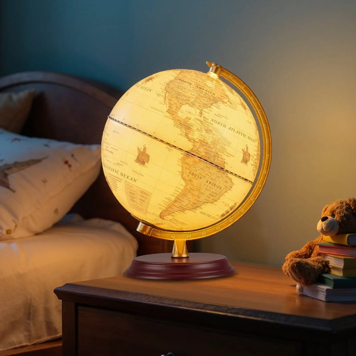8 Inch Illuminated Globe Night Light with Stand