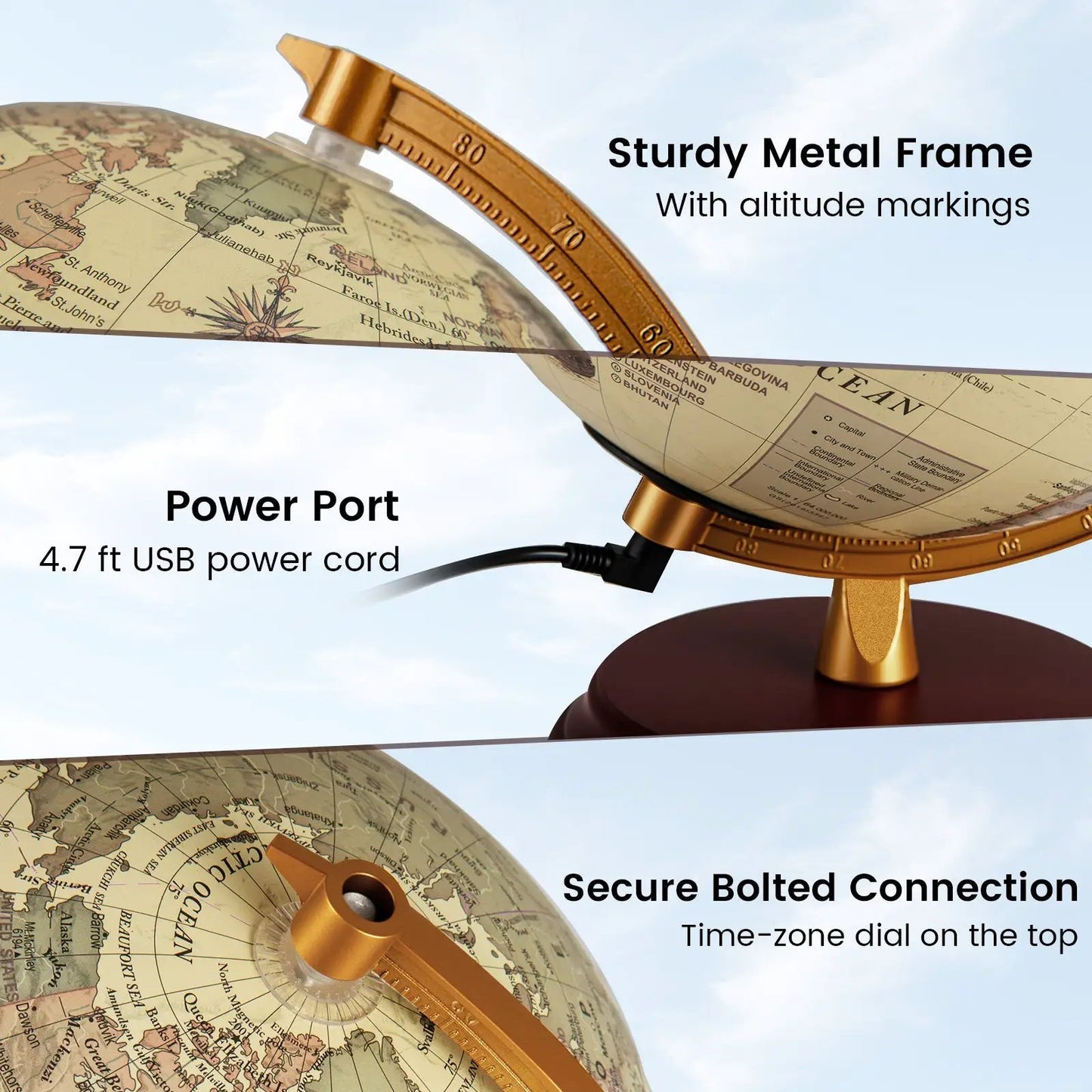 8 Inch Illuminated Globe Night Light with Stand