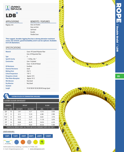 Cable Arbo Space LDB de 7/8" (22 mm) (poliéster recubierto de doble trenza)