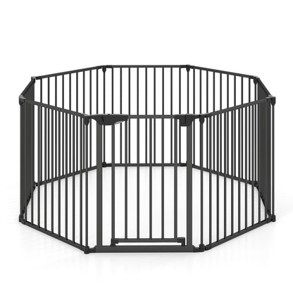 8-Panel Extra Wide Baby Gate Adjustable Pet Safety Fence with Auto-close Door