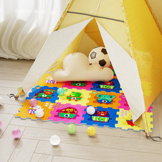 8-Piece Interlocking Baby Floor Puzzle Tiles with Educational Numbers - Tampa Home & Garden Store