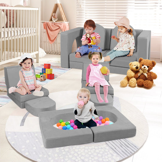 8-Piece Modular Kids Play Couch with Comfy Suede Fabric - Tampa Home & Garden Store