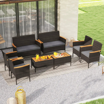 Wicker Sofa Set with 4 Chairs and 2 Loveseats