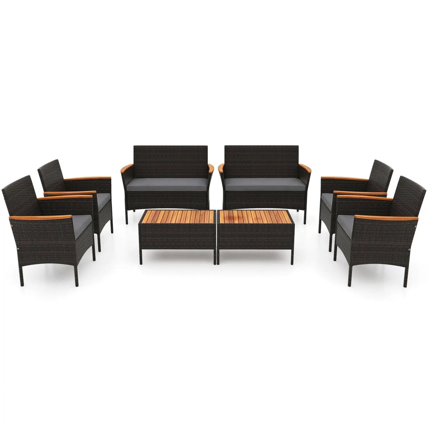Wicker Sofa Set with 4 Chairs and 2 Loveseats