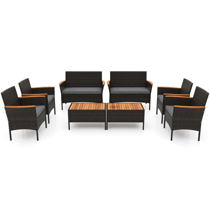 Wicker Sofa Set with 4 Chairs and 2 Loveseats