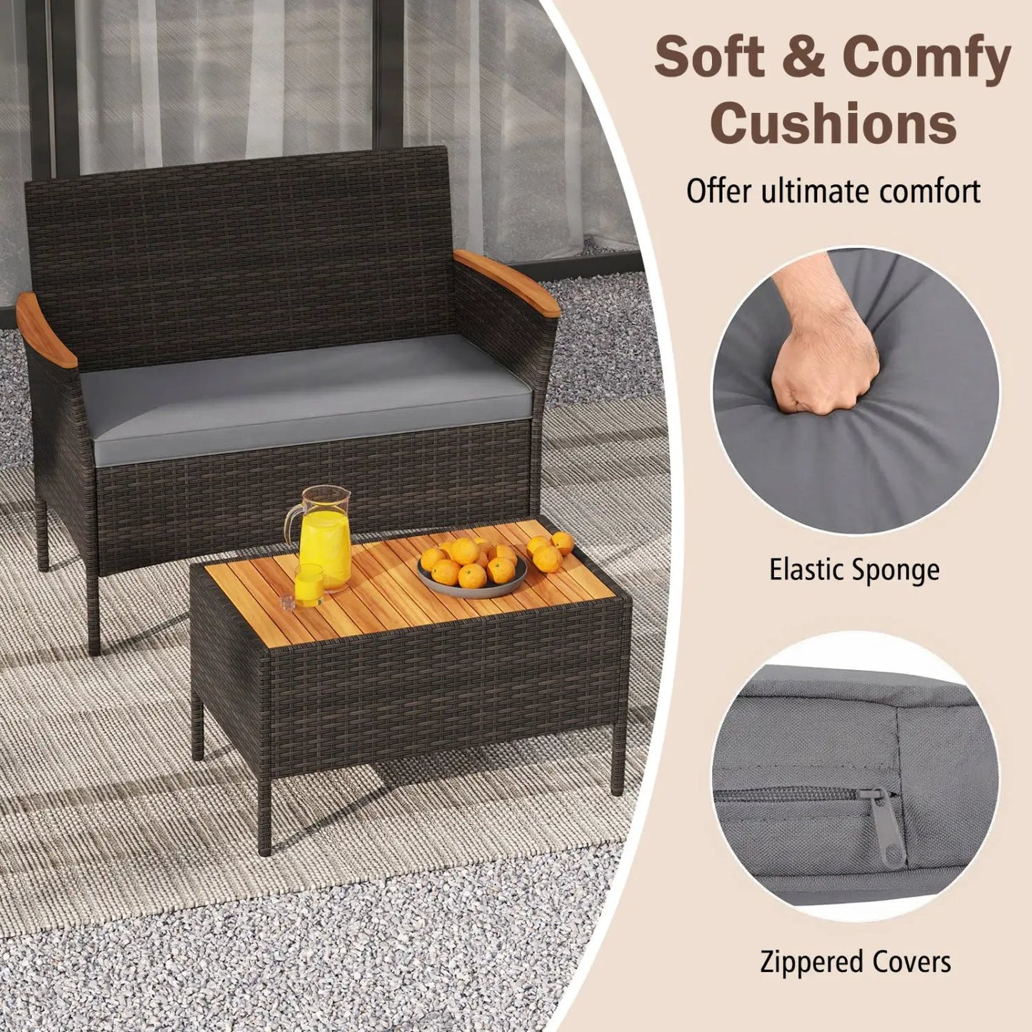 Wicker Sofa Set with 4 Chairs and 2 Loveseats