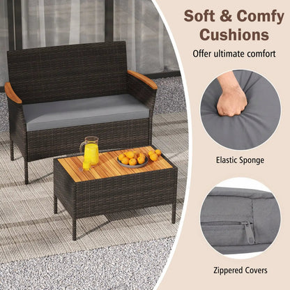 Wicker Sofa Set with 4 Chairs and 2 Loveseats