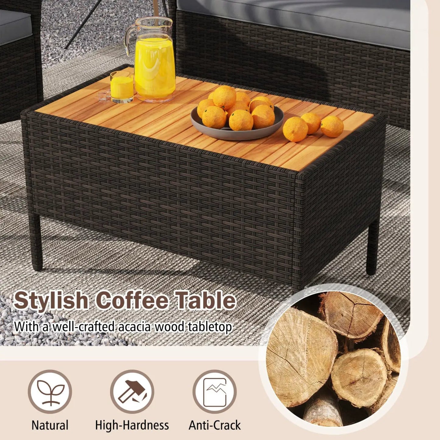 Wicker Sofa Set with 4 Chairs and 2 Loveseats