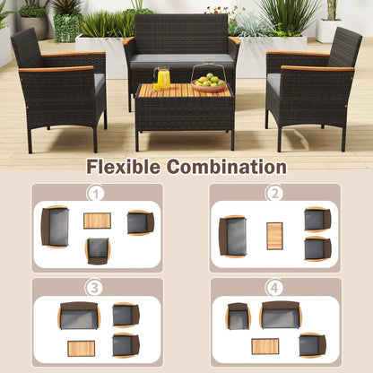 Wicker Sofa Set with 4 Chairs and 2 Loveseats
