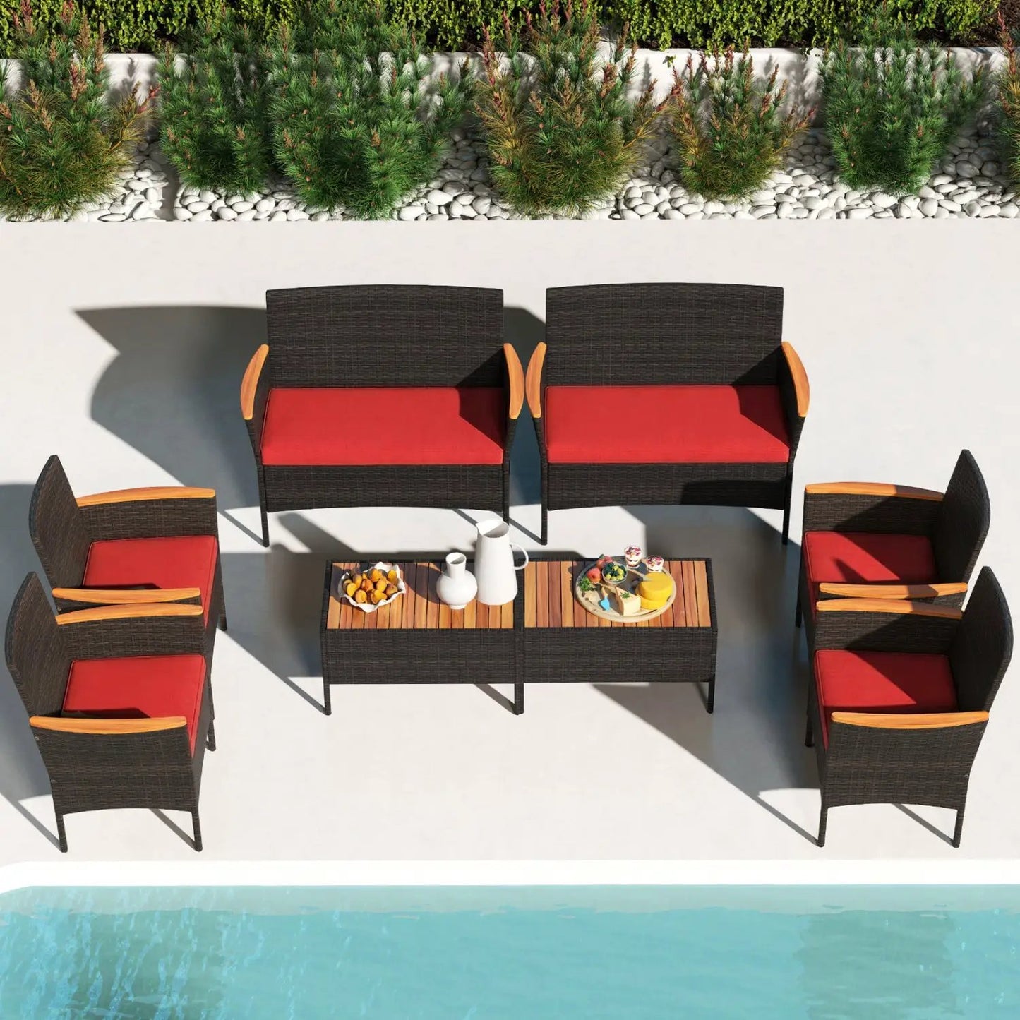 Wicker Sofa Set with 4 Chairs and 2 Loveseats